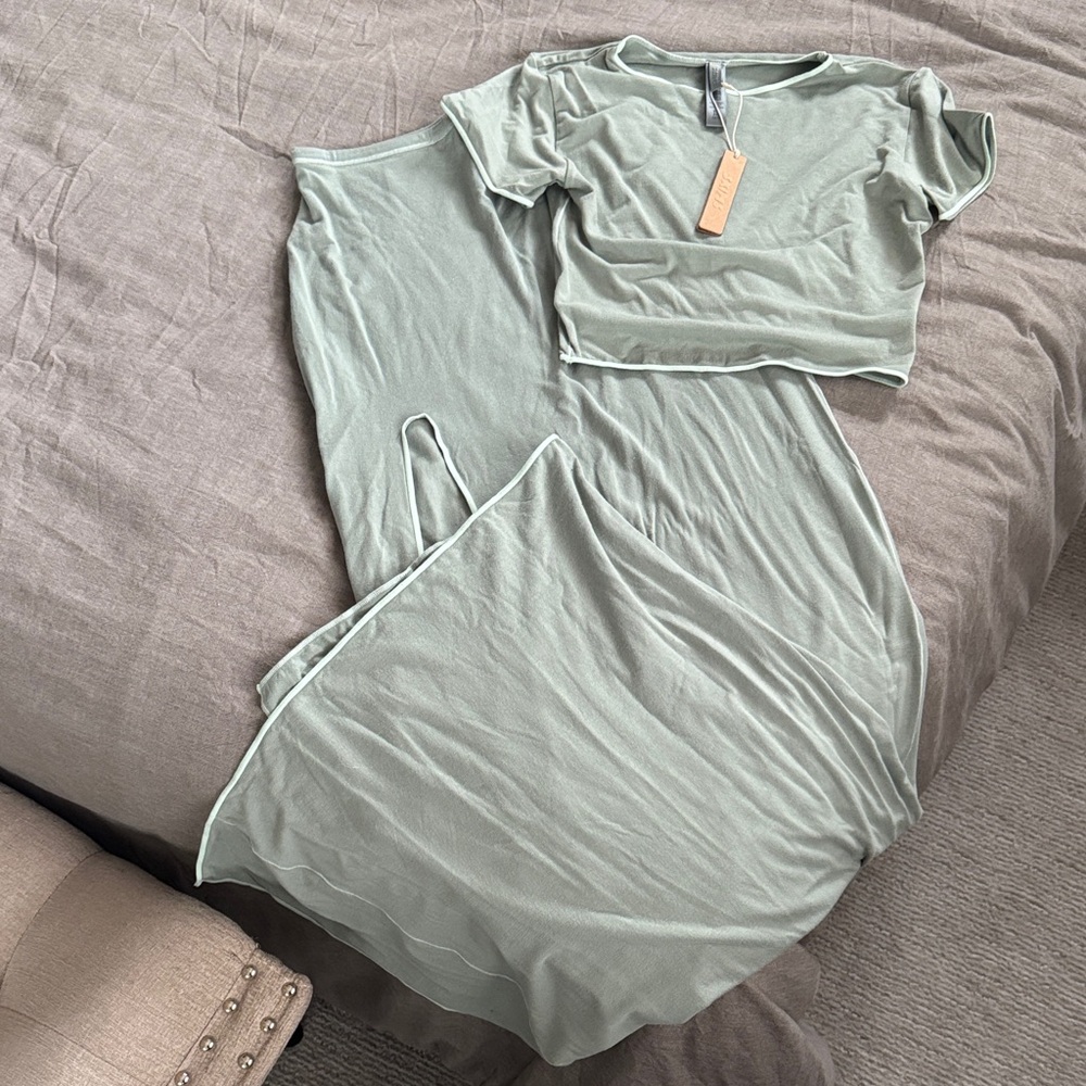 SKIMS Sage Green Maxi Skirt Set